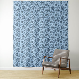 Tapiz Elegante patrón floral sobre fondo azul claro