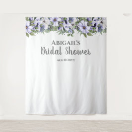 Tapiz Elegante Periwinkle Floral Backdrop Bridal Shower