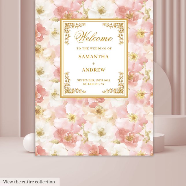 Tapiz Elegante polvoriento marfil rosa de fondo boda flo (Elegant dusty pink ivory floral wedding backdrop)