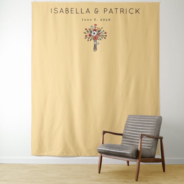 Tapiz Elegante Ramo Floral Beige (In situ)