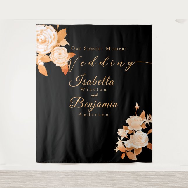 Tapiz Elegante Rosa de Moda Boda (Anverso)