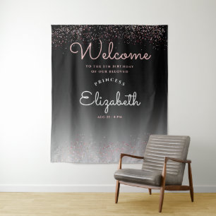 Tapiz Elegante Rosa Pastel con Gradiente Negro Femenino 