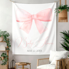 Tapiz Elegante Rubor Pink Pastel Bow Baby Shower