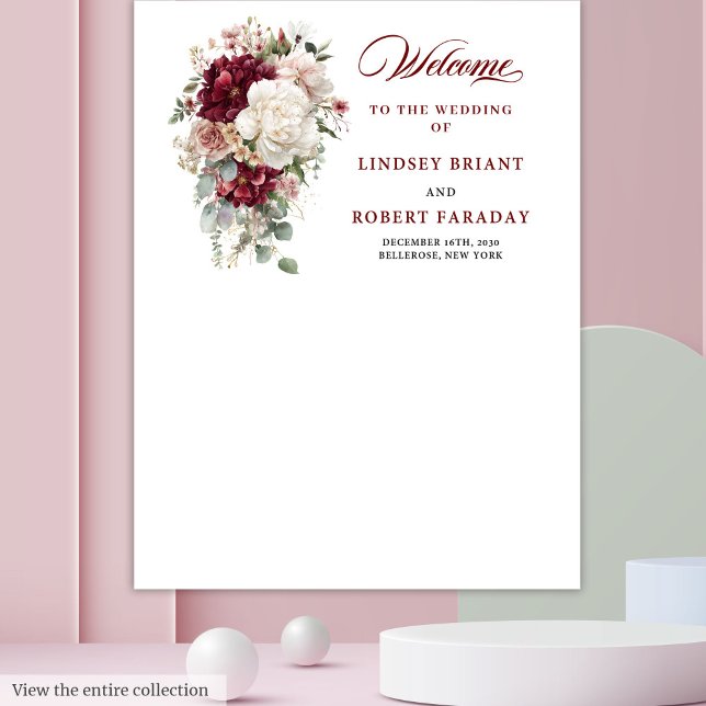 Tapiz Elegante telón de fondo Boho Borgoña Boda de rosa  (Stylish Boho Burgundy White Rose Wedding Backdrop)