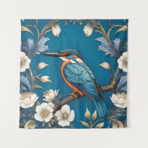 Elegante Turquoise Kingfisher Bird Floral