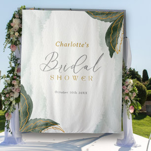 Tapiz Elegante Vegetación Dorada Watercolor Ducha Bridal