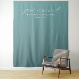 Tapiz Elegante Verde Azul Acaba de Casarse