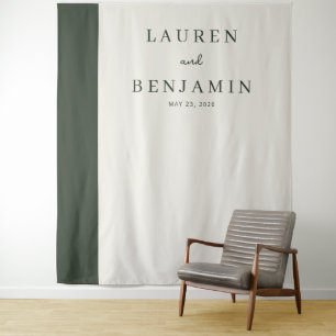 Tapiz Elegante Verde y Crema Minimalista