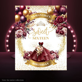 Tapiz Elegante vestido de Borgoña Dulce Dieciséis Lámpar