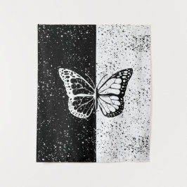 Tapiz Elegantes estrellas de mariposa Día blanco negro y