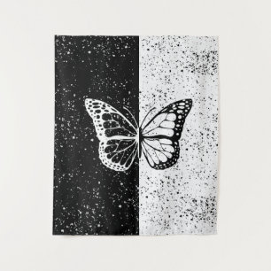 Tapiz Elegantes estrellas de mariposa Día blanco negro y