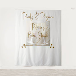 Tapiz Elegantes Perlas y Prosecco Bridal Shower Backdrop