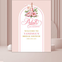 Elegantes pétalos de oro rosado y pancarta de pare