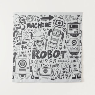 Tapiz elemento robot doodle, herramientas de línea de il