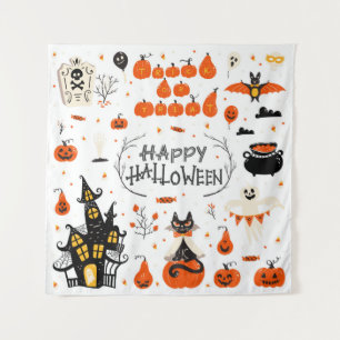 Tapiz Elementos de diseño de Halloween. Clases de Hallow