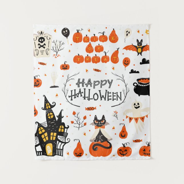 Tapiz Elementos de diseño de Halloween. Clases de Hallow (Anverso)