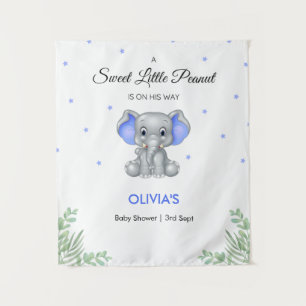 Tapiz Elephant Blue Stars Boy Fondo de Baby Shower
