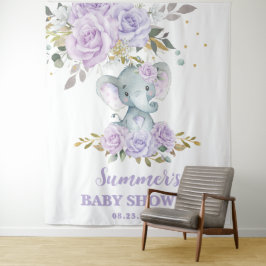 Tapiz Elephant Purple Lilac Floral Baby Shower Backups