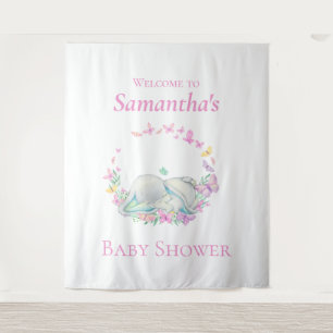 Tapiz Elephant Sleeping Butterflies Fondo Baby Shower