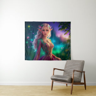 Tapiz Elf chica princesa fantasía purpurina turquesa mag