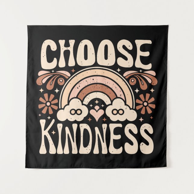 Tapiz Elija la amabilidad groovy citas hippie estéticas (Anverso)