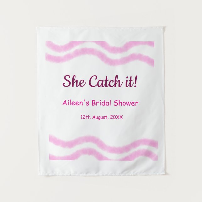 Tapiz Ella lo atrapó en una espiral rosa líneas de acuar (Anverso)