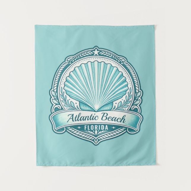 Tapiz Emblema Costero de Concha de Atlantic Beach FL (Anverso)