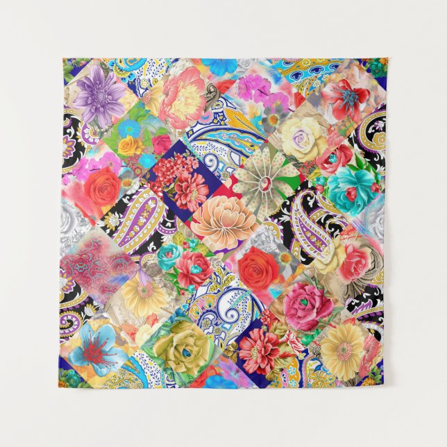 Tapiz Embroiderado patrón sin fisuras con hermosas flore (Anverso)