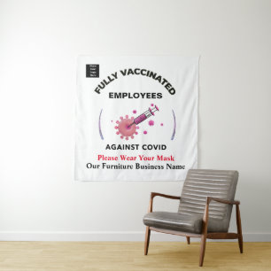 Tapiz Empleados Vacunados Contra Logotipo Covid