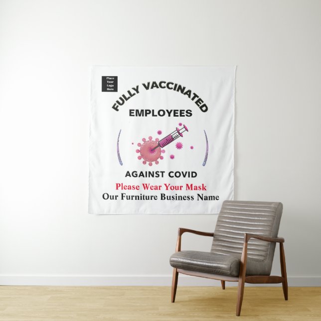 Tapiz Empleados Vacunados Contra Logotipo Covid (In situ)