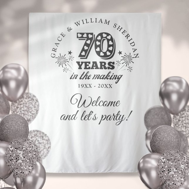 Tapiz En el telón de fondo de la foto del 70° aniversari (In The Making 70th Anniversary Photo Backdrop)