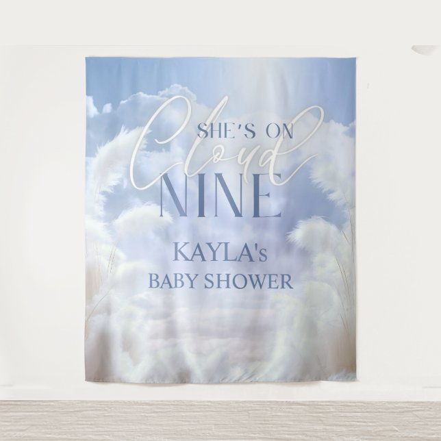Tapiz En la nube 9 Nueve Pampas Baby Shower Photobooth (Anverso)