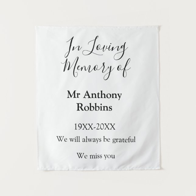 Tapiz En memoria de nombre recuerdo funeral detalle (Anverso)