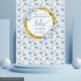 Tapiz Encantadora pancarta de Baby Shower Floral Dorada