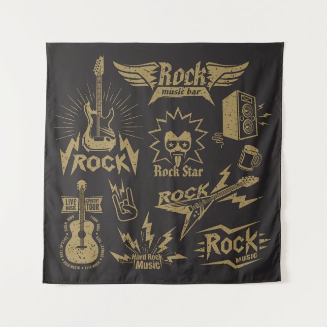 Tapiz Enérgica esencia musical de rock (Anverso)