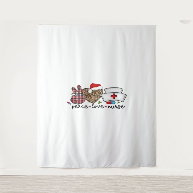 Tapiz Enfermera de amor por la paz, camiseta clásica de  (Anverso)