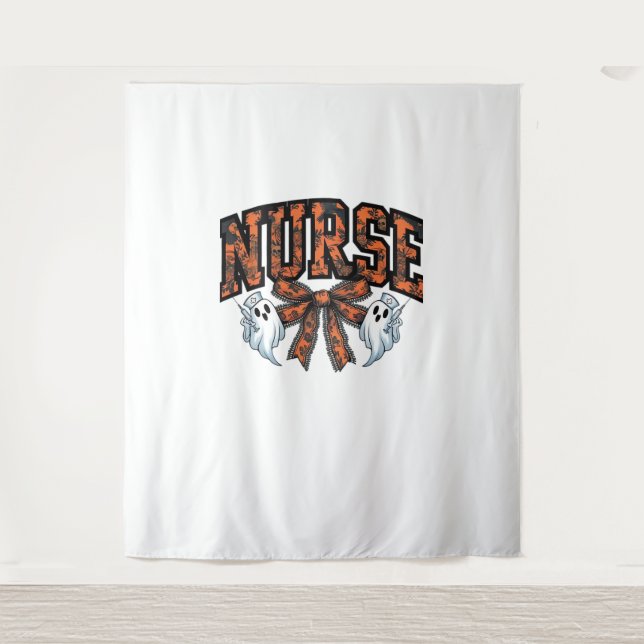 Tapiz Enfermera de Halloween asusta Coquette Bow Classic (Anverso)