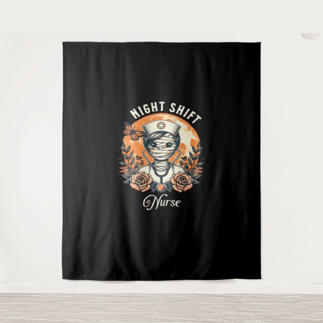 Tapiz Enfermera de turno nocturno mamá Halloween Flora d (Anverso)