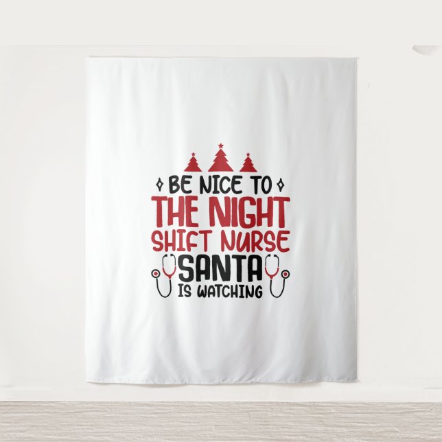 Tapiz Enfermera de turno nocturno que Santa está observa (Anverso)