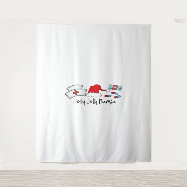 Tapiz Enfermera Holly Jolly, camiseta clásica de Hallowe (Anverso)