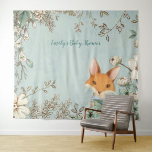 Tapiz Entorno de referencia de Baby Shower de Cute Fox V