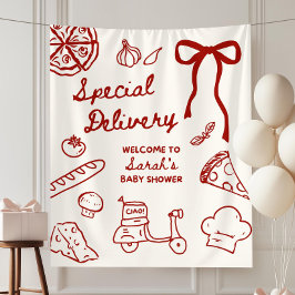 Tapiz Entrega Especial Pizza Baby Shower Fondo, Pizza