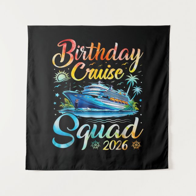 Tapiz Equipo de crucero de cumpleaños 2026 (Anverso)
