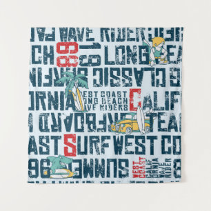 Tapiz Equipo de Surf de California: Grunge Seamless Patt
