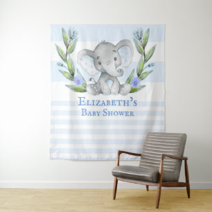 Tapiz Equipo fotográfico de Baby Shower Cute Elephant Gr