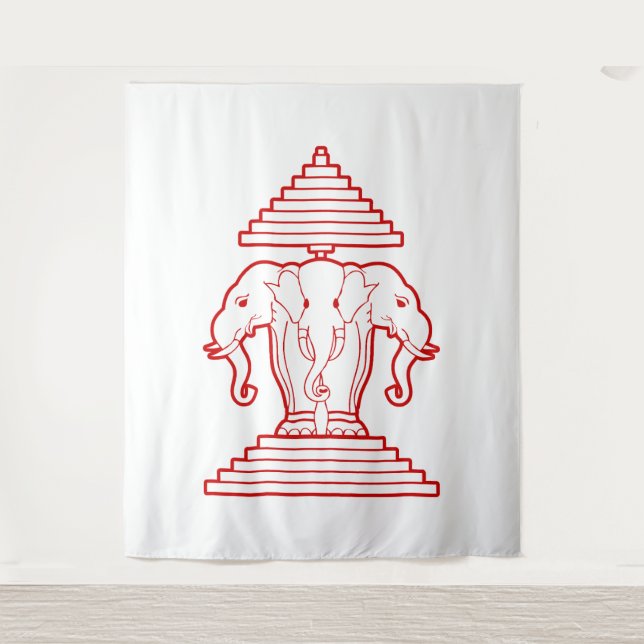 Tapiz Erawan Three Headed Elephant Lao / Laos Flag (Anverso)