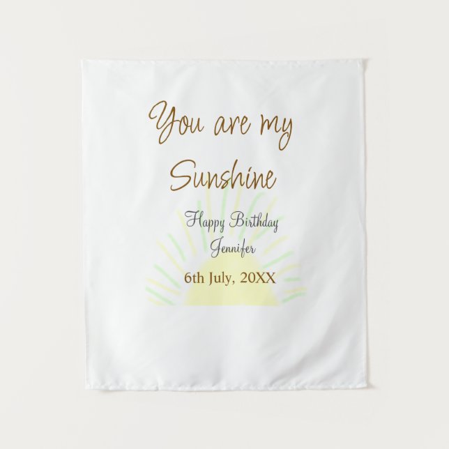 Tapiz Eres mi sol amarillo pastel cumpleaños añadir nom (Anverso)