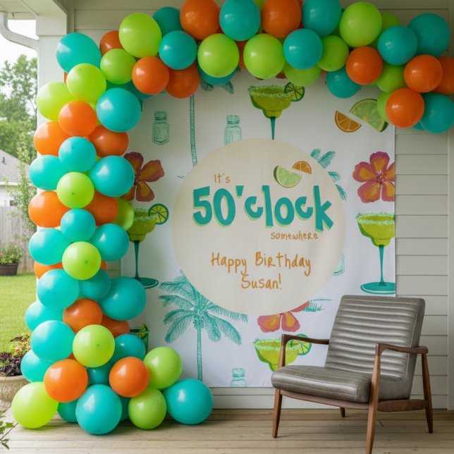 Tapiz Es el tema Fiesta de las 50 en algún lugar (Get the party started with our vibrant, Margarita-themed tapestry! )