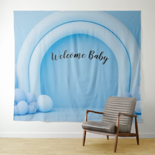 Tapiz Es un Niño Bienvenida Bebé Arco de Globos Fondo