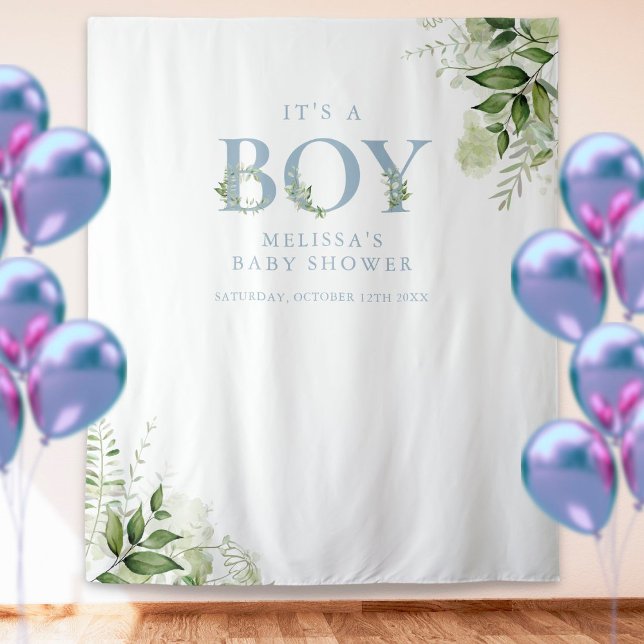 Tapiz Es Un Niño Foliage Azul Foto De Baby Shower. (Subido por el creador)